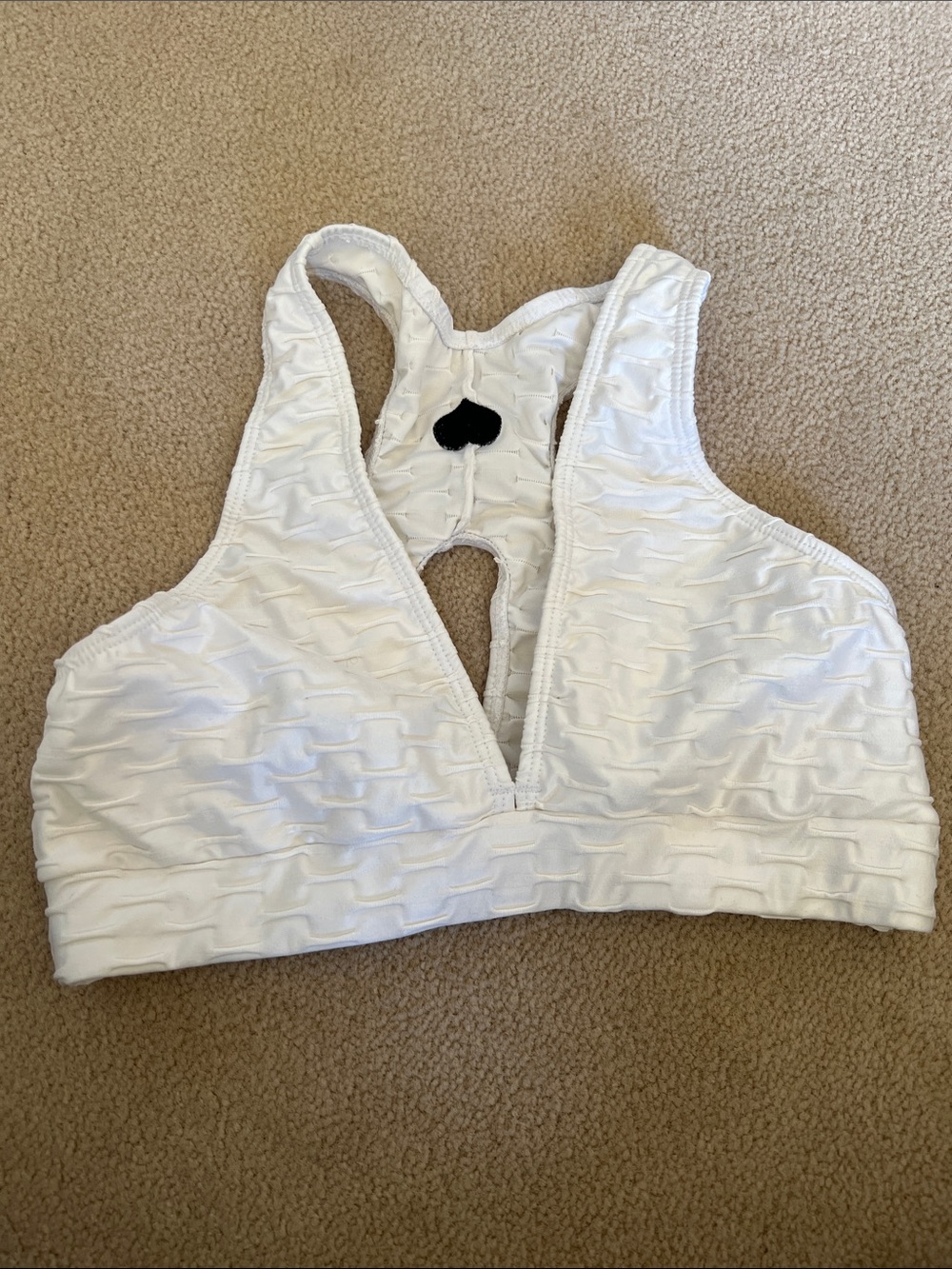 Booty by Brabants White Textured Deep-V Racerback Bralette